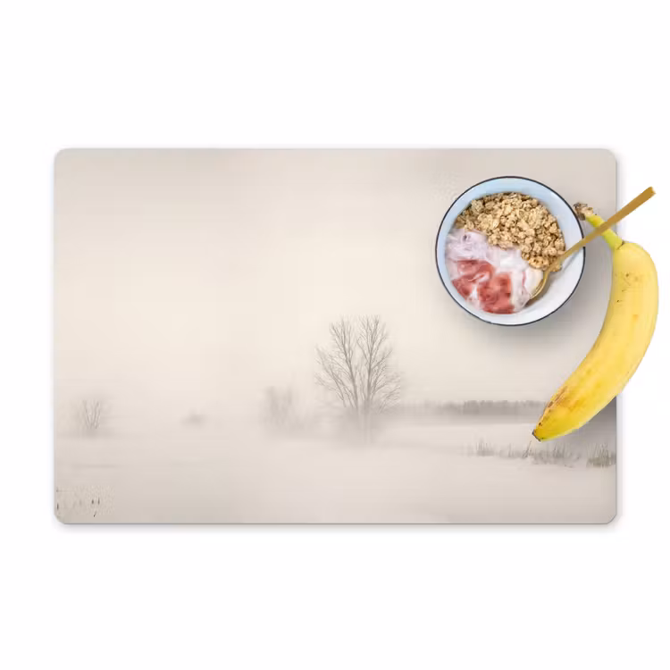 Placemat - 6 stuks - Boom - Mist - Sneeuw - Winter - Minimalistisch — 1