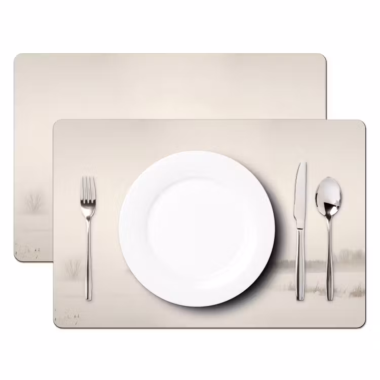 Placemat - 6 stuks - Boom - Mist - Sneeuw - Winter - Minimalistisch — 2