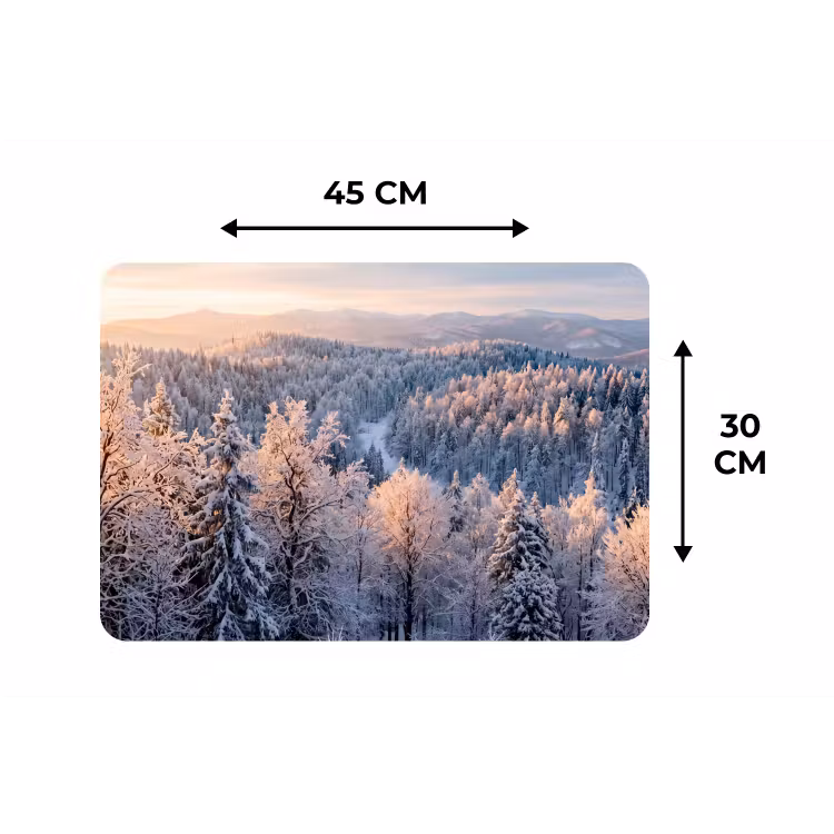 Placemat - 6 stuks - Bos - Bergen - Goud - Winter - Warm — 3