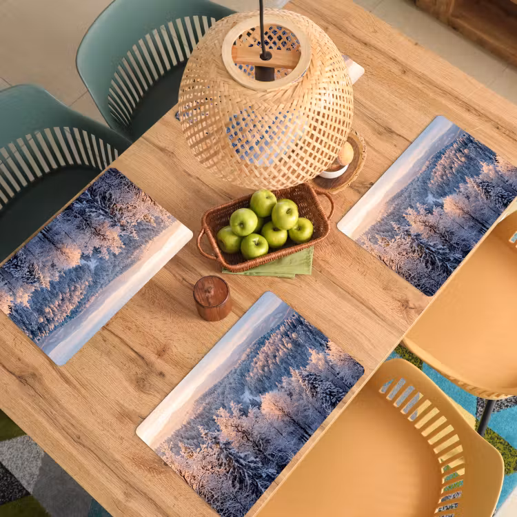 Placemat - 6 stuks - Bos - Bergen - Goud - Winter - Warm — 6