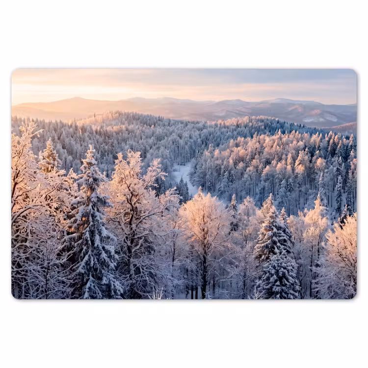 Placemat - 6 stuks - Bos - Bergen - Goud - Winter - Warm — 7