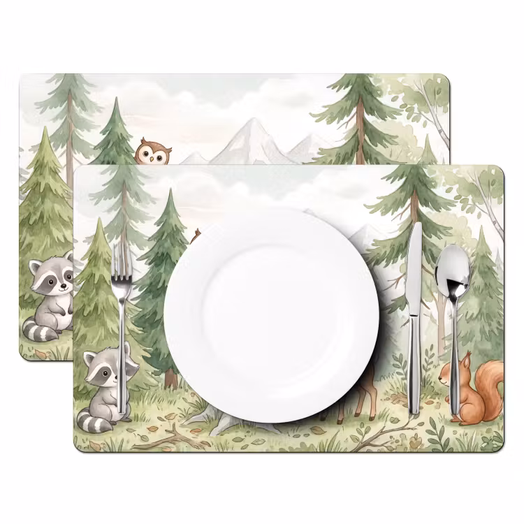 Placemat - 6 stuks - Bos - Dieren - Groen — 2