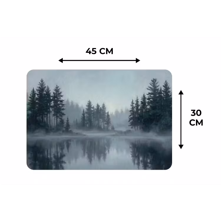 Placemat - 6 stuks - Bos - Meer - Mist - Natuur - Grijs — 3
