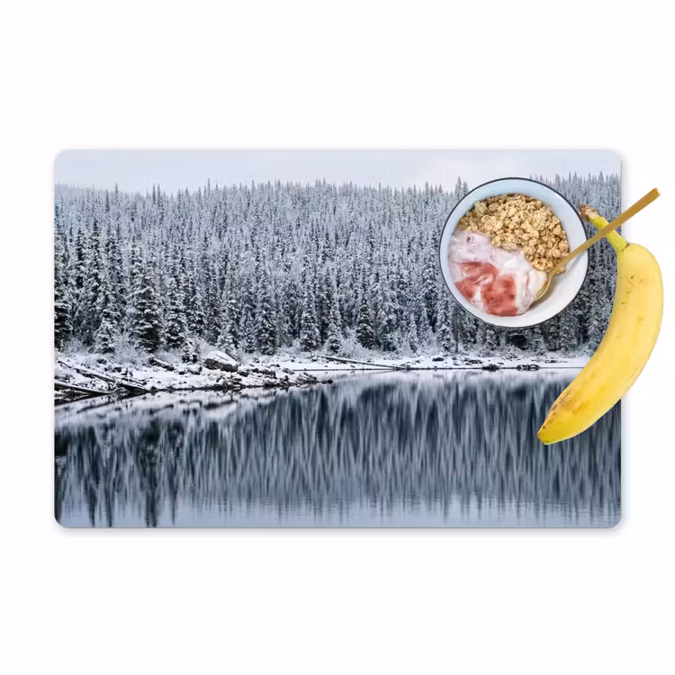 Placemat - 6 stuks - Bos - Reflectie - Meer - Winter - Serene — 1
