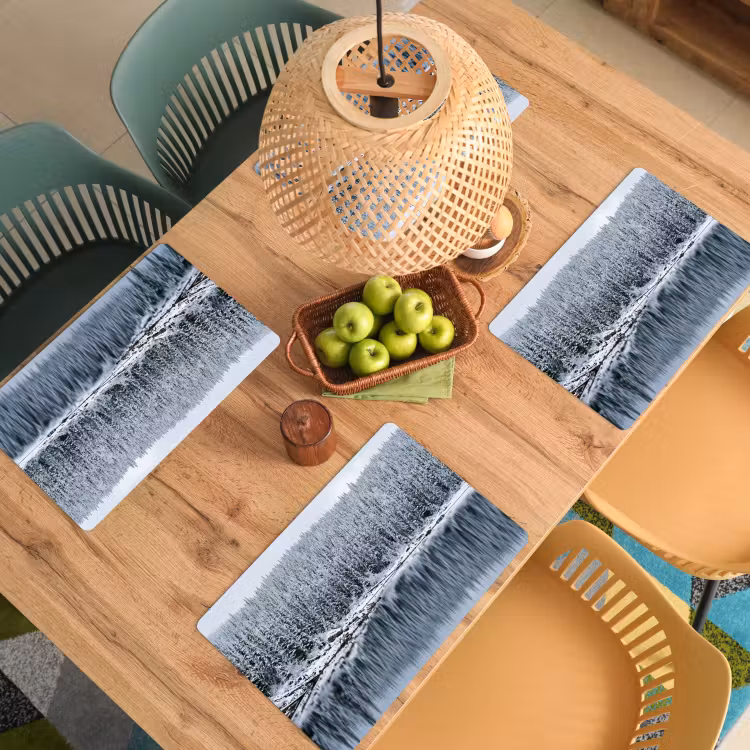 Placemat - 6 stuks - Bos - Reflectie - Meer - Winter - Serene — 6
