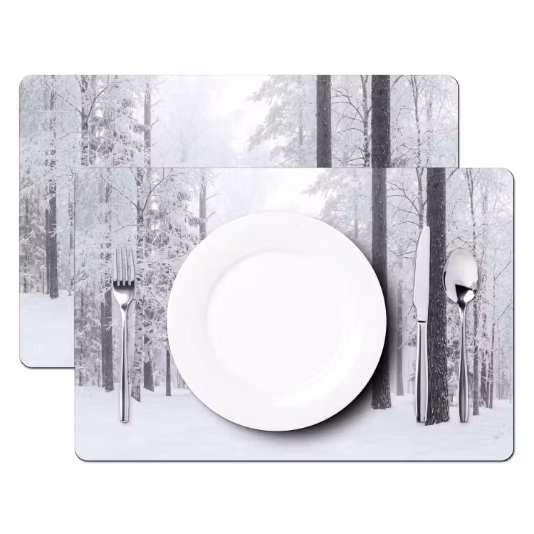 Placemat - 6 stuks - Bos - Sneeuw - Pad - Winter - Stilte — 2