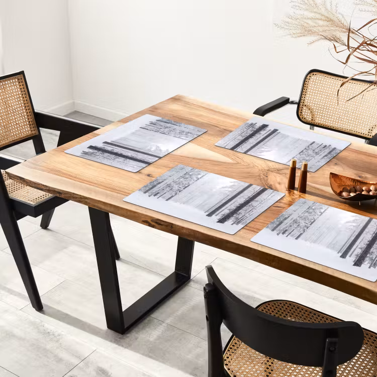Placemat - 6 stuks - Bos - Sneeuw - Pad - Winter - Stilte — 5