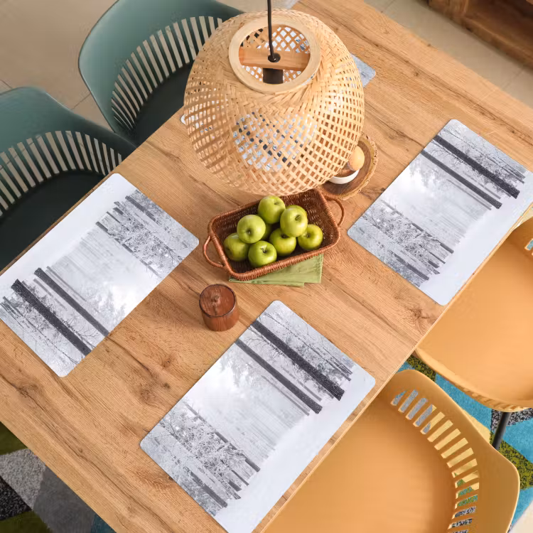 Placemat - 6 stuks - Bos - Sneeuw - Pad - Winter - Stilte — 6