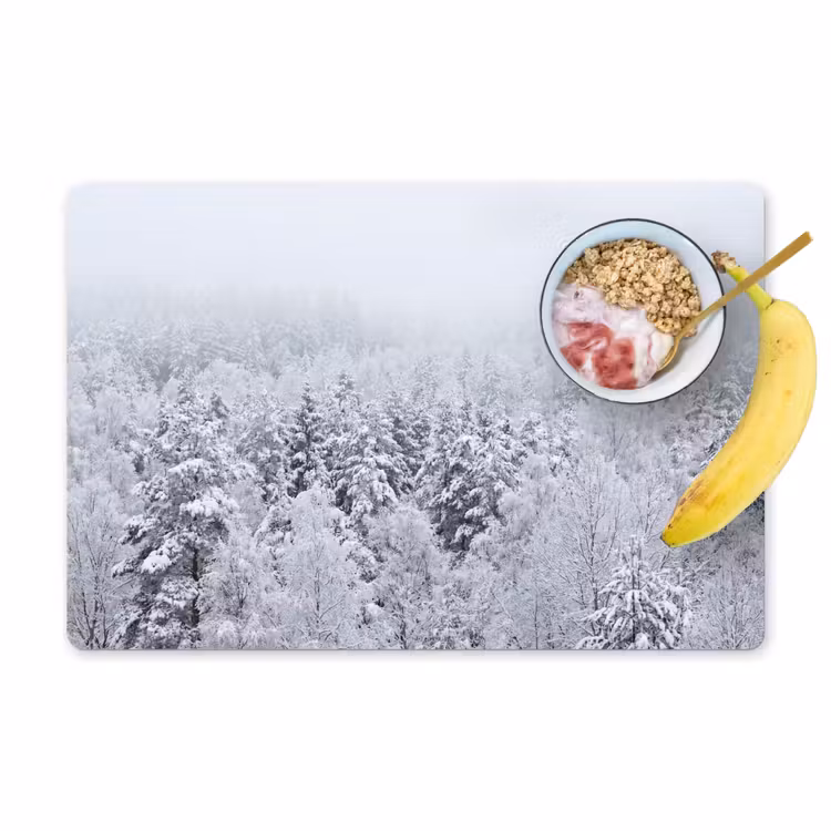 Placemat - 6 stuks - Bos - Sneeuw - Winter - Natuur - Wit — 1