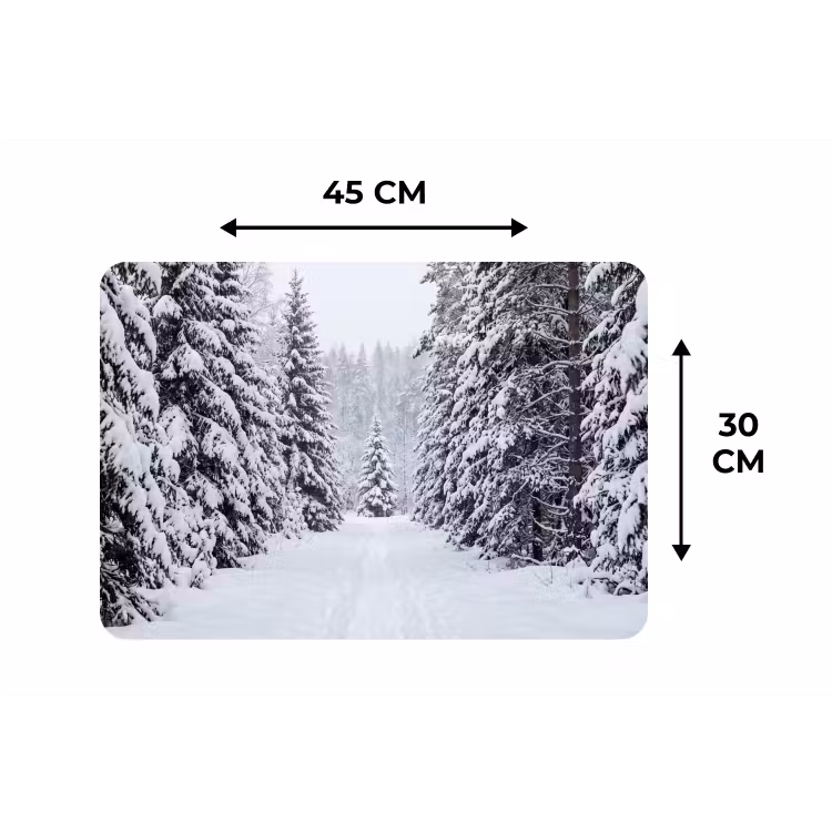 Placemat - 6 stuks - Bos - Winter - Sneeuw - Pad - Natuur — 3