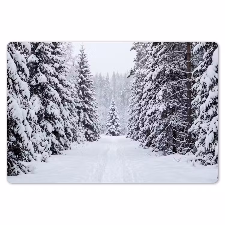 Placemat - 6 stuks - Bos - Winter - Sneeuw - Pad - Natuur — 7