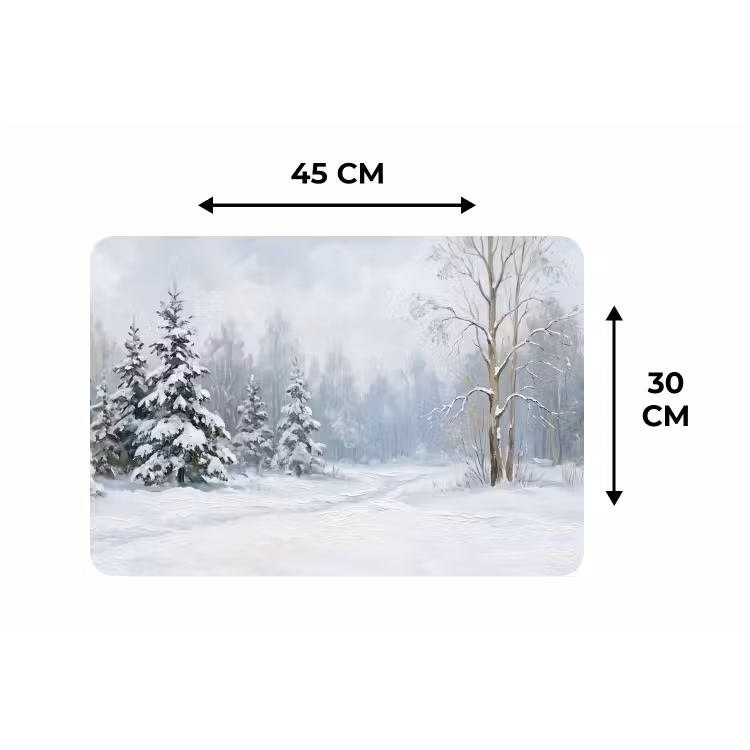 Placemat - 6 stuks - Bospad - Dennen - Sneeuw - Winter - Rustgevend — 3