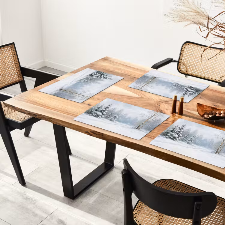 Placemat - 6 stuks - Bospad - Dennen - Sneeuw - Winter - Rustgevend — 5