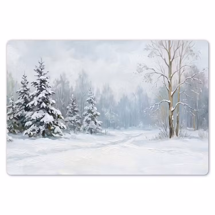 Placemat - 6 stuks - Bospad - Dennen - Sneeuw - Winter - Rustgevend — 7