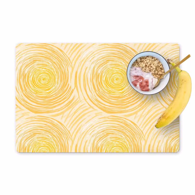 Placemat - 6 stuks - Cirkels - Abstract - Artistiek - Geel — 1