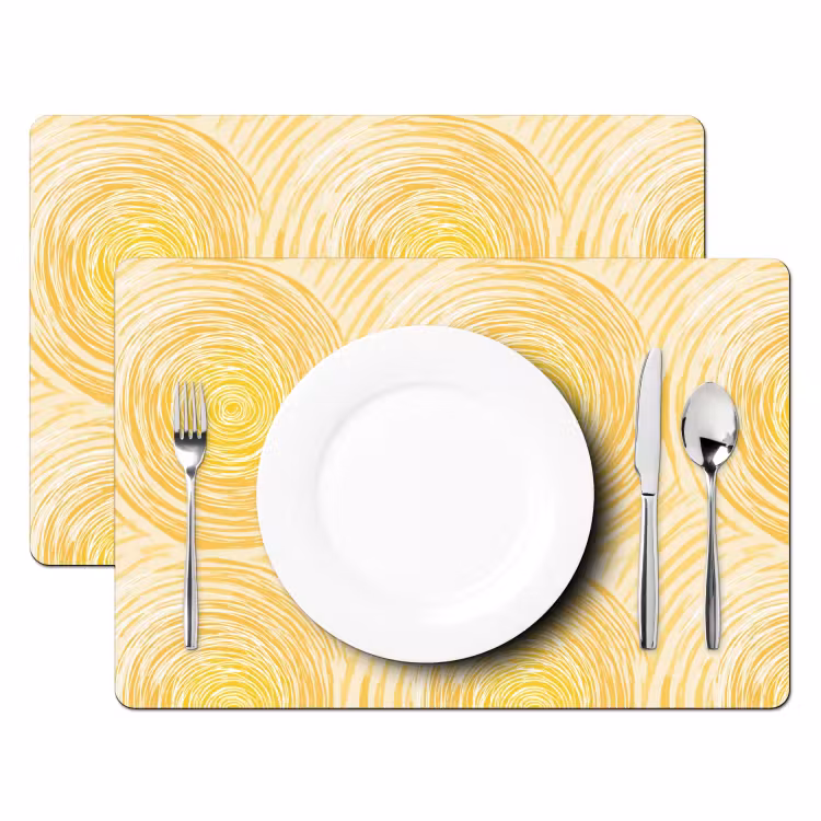 Placemat - 6 stuks - Cirkels - Abstract - Artistiek - Geel — 2
