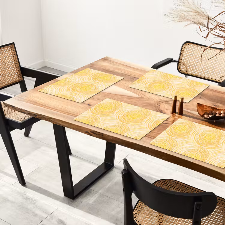 Placemat - 6 stuks - Cirkels - Abstract - Artistiek - Geel — 5