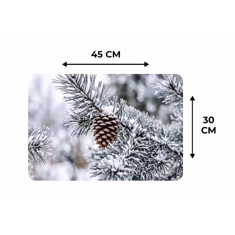 Placemat - 6 stuks - Dennenappel - Tak - Sneeuw - Winter - Sfeervol — 3