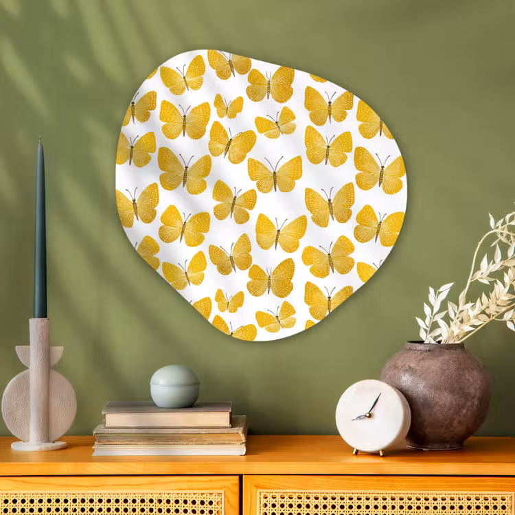 Organische vorm aluminium - Vlinders - Botanisch - Illustratie - Geel - Wit — 2
