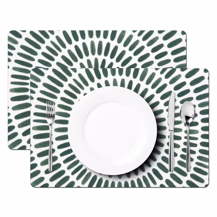Placemat - 6 stuks - Abstract - Cirkel - Patroon - Modern - Groen — 2