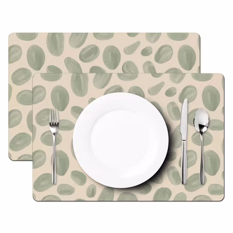 Placemat - 6 stuks - Abstract - Patroon - Organisch - Groen - Modern — 2