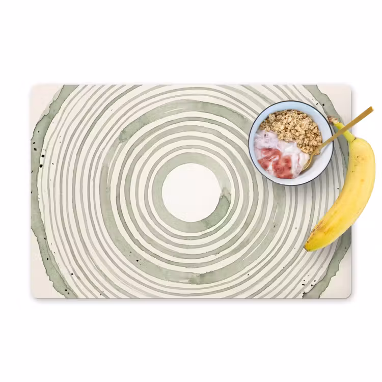 Placemat - 6 stuks - Abstractie - Cirkels - Waterverf - Groen - Modern — 1