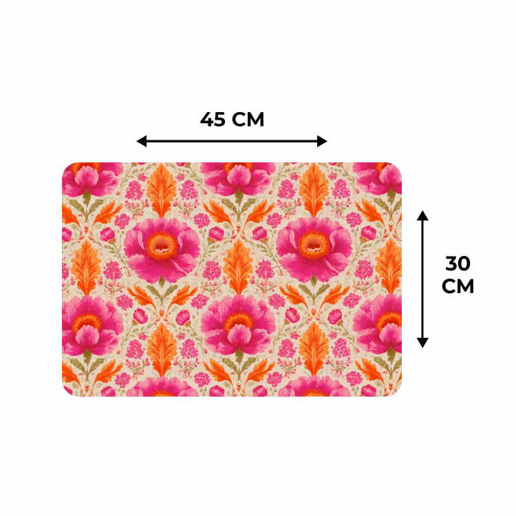 Placemat - 6 stuks - Bloemen - Barok - Roze - Oranje — 3