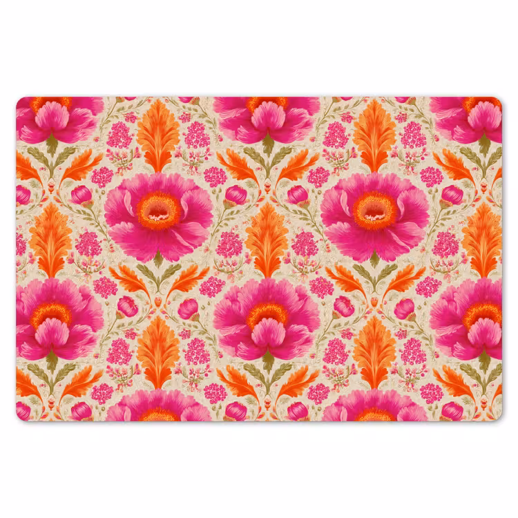 Placemat - 6 stuks - Bloemen - Barok - Roze - Oranje — 7