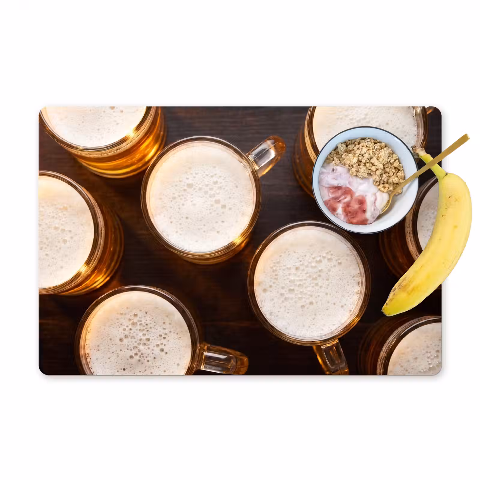 Placemat - 6 stuks - Bier - Glazen - Schuim - Hout - Drank — 1