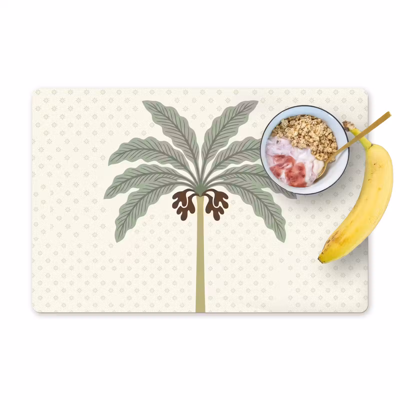 Placemat - 6 stuks - Boom - Bladeren - Groen - Decoratief - Beige — 1