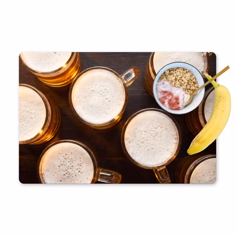 Placemat - 6 stuks - Bier - Glazen - Schuim - Hout - Drank — 1