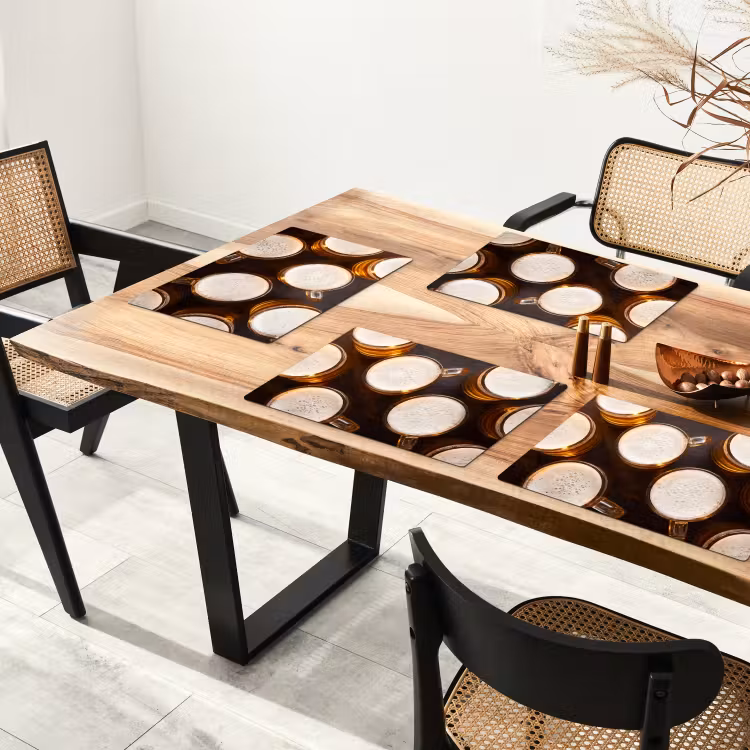 Placemat - 6 stuks - Bier - Glazen - Schuim - Hout - Drank — 5