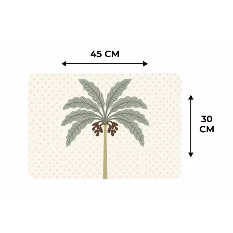 Placemat - 6 stuks - Boom - Bladeren - Groen - Decoratief - Beige — 3
