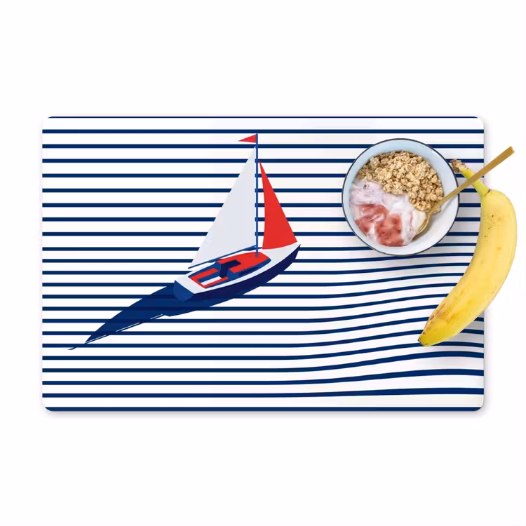 Placemat - 6 stuks - Boot - Water - Abstract - Blauw — 1