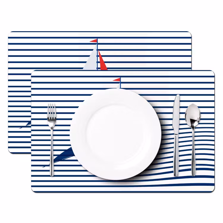 Placemat - 6 stuks - Boot - Water - Abstract - Blauw — 2