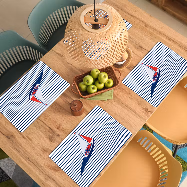 Placemat - 6 stuks - Boot - Water - Abstract - Blauw — 6