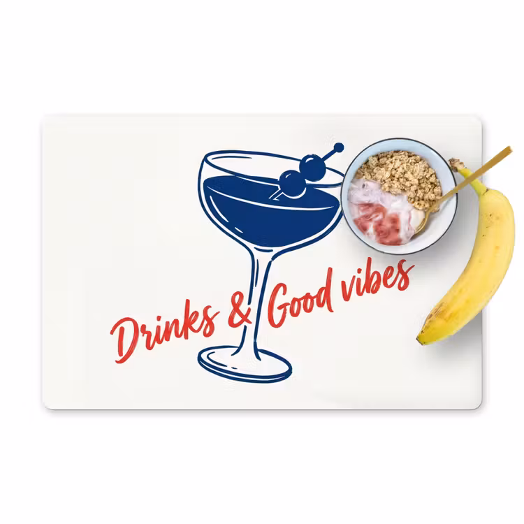 Placemat - 6 stuks - Cocktail - Glas - Illustratie - Blauw - Wit — 1
