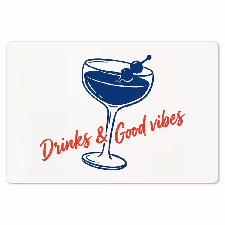 Placemat - 6 stuks - Cocktail - Glas - Illustratie - Blauw - Wit — 7