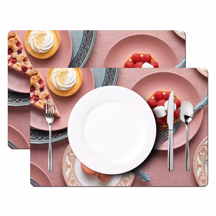 Placemat - 6 stuks - Dessert - Taart - Gebak - Zoet - Roze — 2