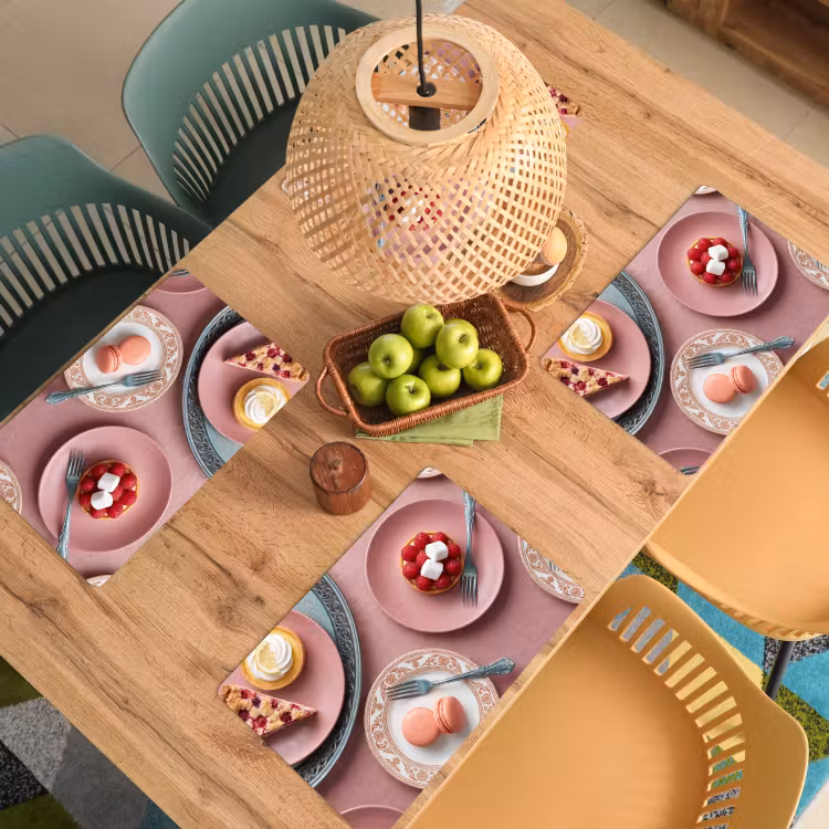 Placemat - 6 stuks - Dessert - Taart - Gebak - Zoet - Roze — 6