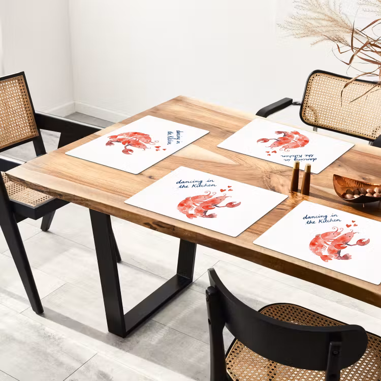 Placemat - 6 stuks - Dier - Dans - Liefde - Waterverf - Rood — 5