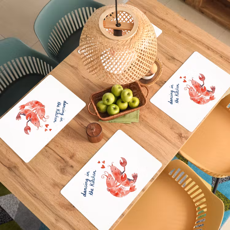 Placemat - 6 stuks - Dier - Dans - Liefde - Waterverf - Rood — 6