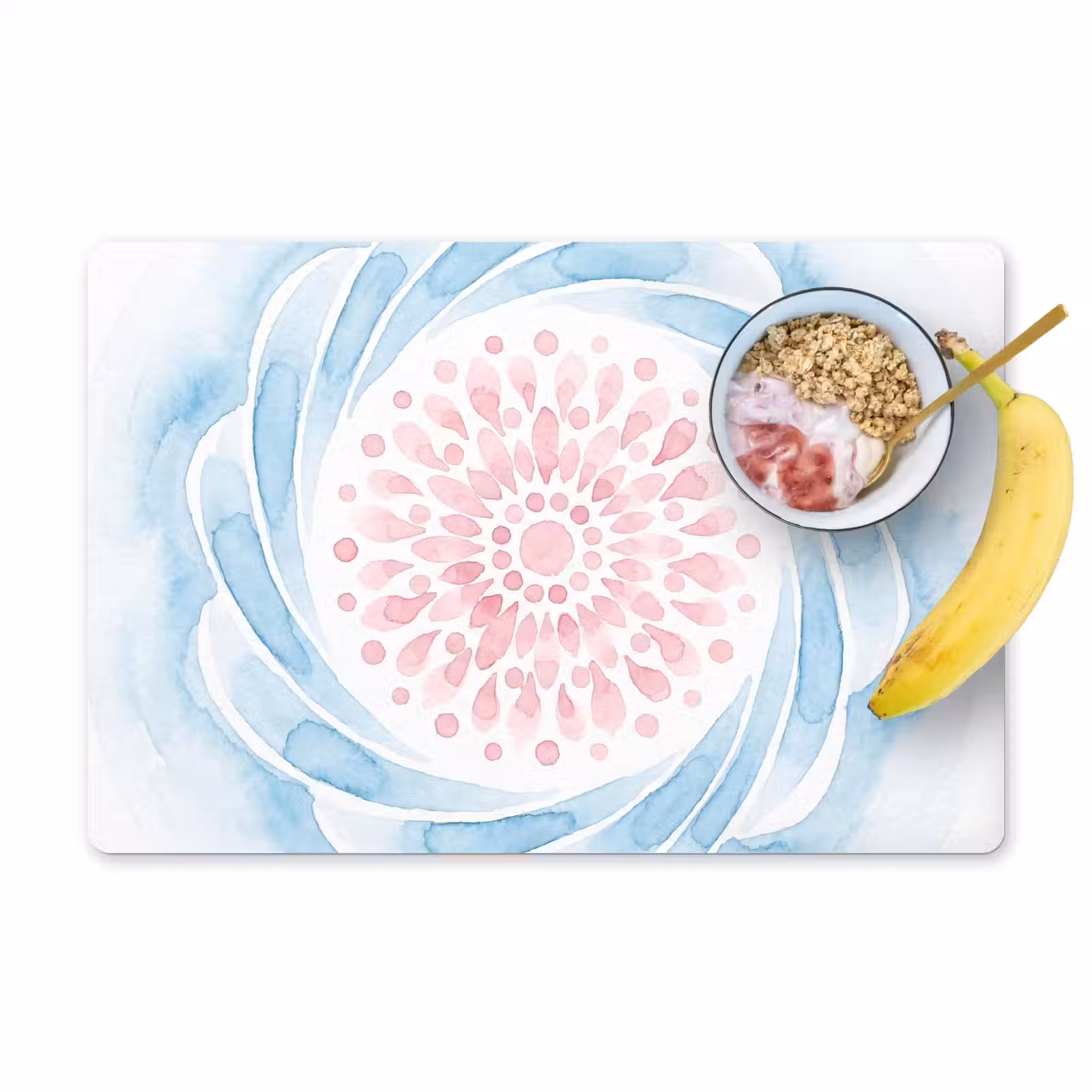 Placemat - 6 stuks - Abstract - Bloemvorm - Aquarel - Roze - Blauw — 1
