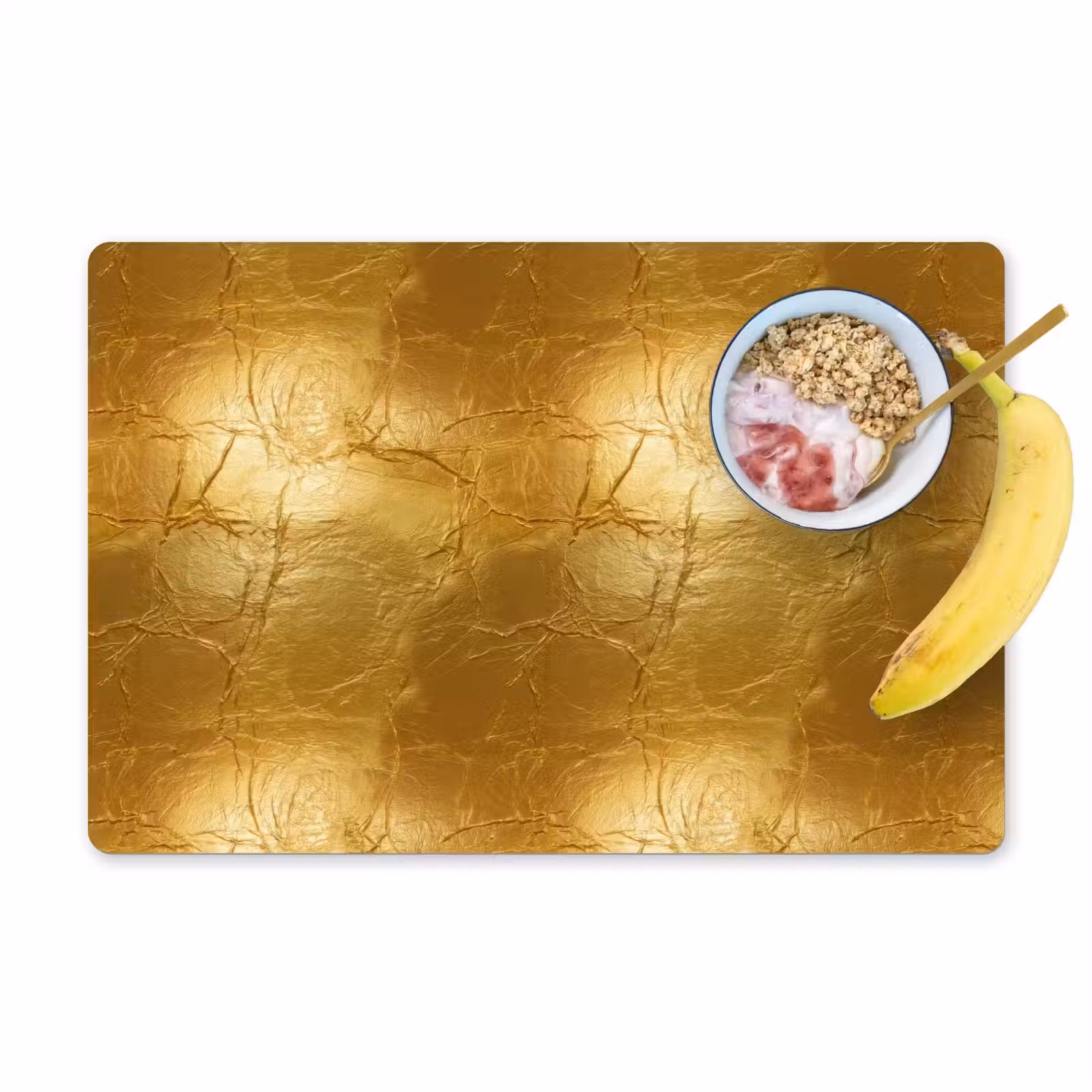 Placemat - 6 stuks - Bladgoud - Vintage - Textuur - Warm Goud — 1