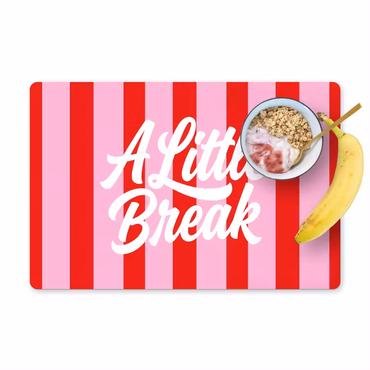 Placemat - 6 stuks - A Little Break - Strepen - Rood - Roze — 1