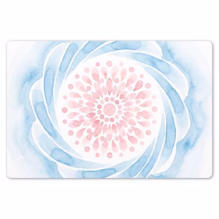 Placemat - 6 stuks - Abstract - Bloemvorm - Aquarel - Roze - Blauw — 7