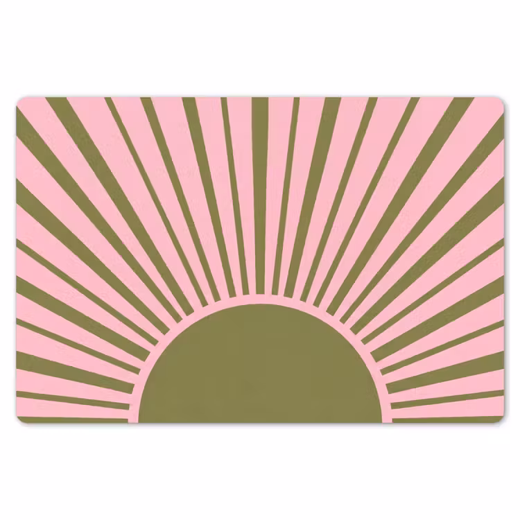 Placemat - 6 stuks - Abstract - Stralen - Grafisch - Roze - Groen — 7