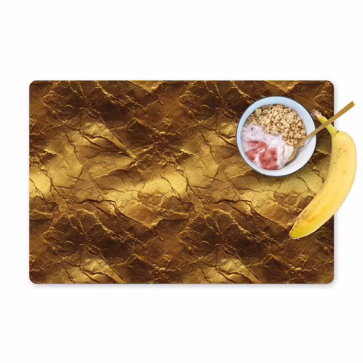 Placemat - 6 stuks - Bladgoud - Textuur - Goud — 1