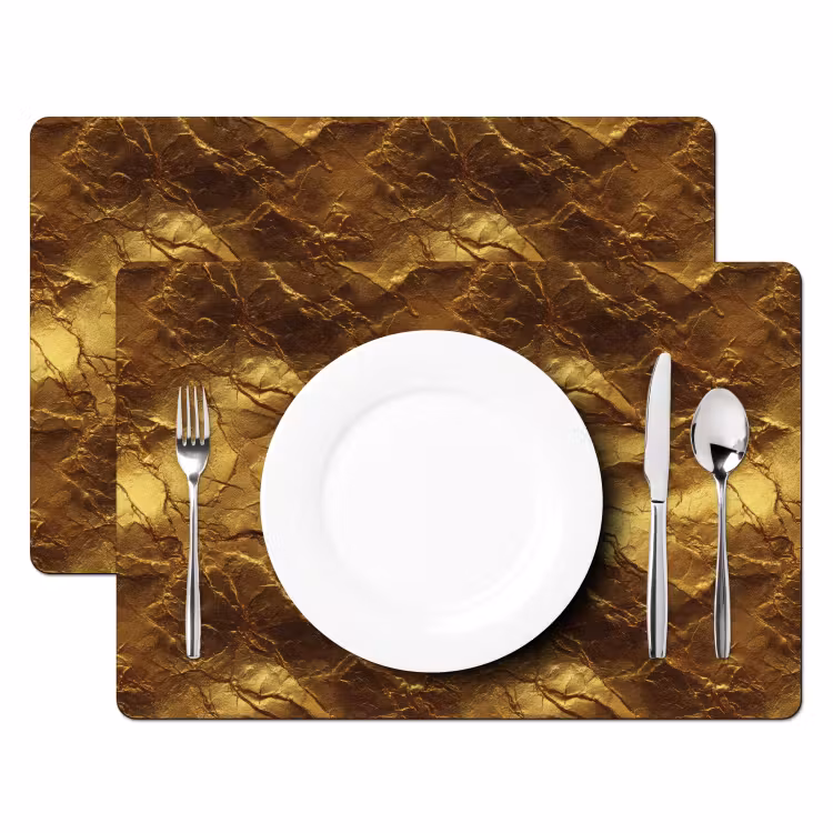 Placemat - 6 stuks - Bladgoud - Textuur - Goud — 2