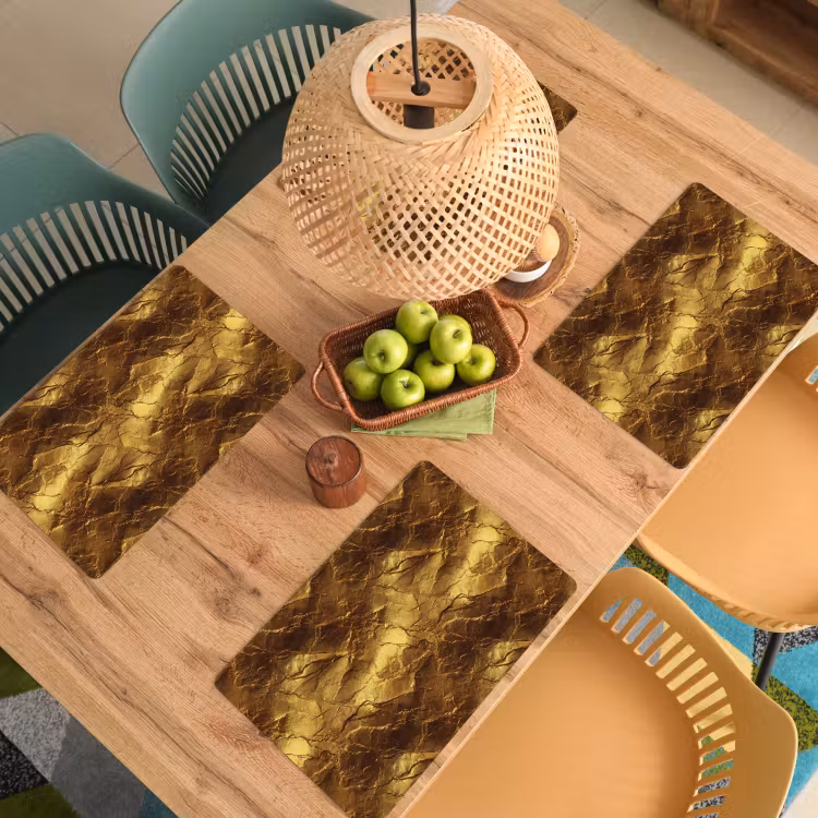 Placemat - 6 stuks - Bladgoud - Textuur - Goud — 6